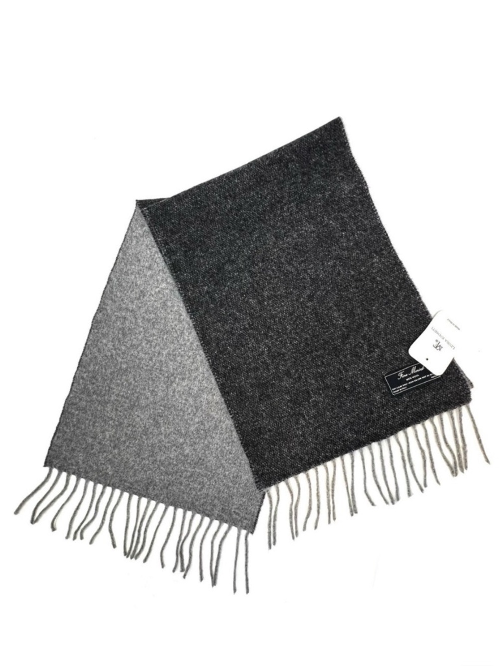 Linea Emmeti Fine Merino Wool Scarf Charcoal & Light Gray Reversible New NWT